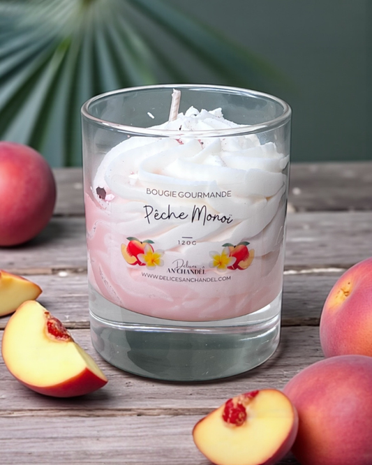 Bougie gourmande - Pêche Monoï